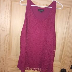 Lane Bryant Lace Tank Top in Deep Pink